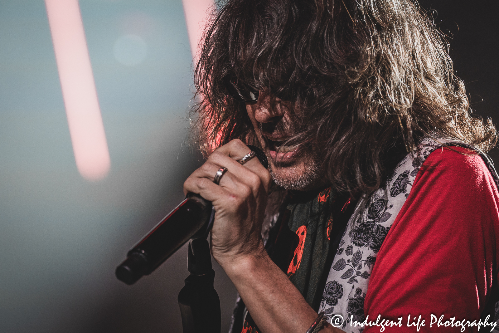 Frontman Kelly Hansen of Foreigner singing "Cold as Ice" at Kansas City's Starlight Theatre on July 18, 2023.