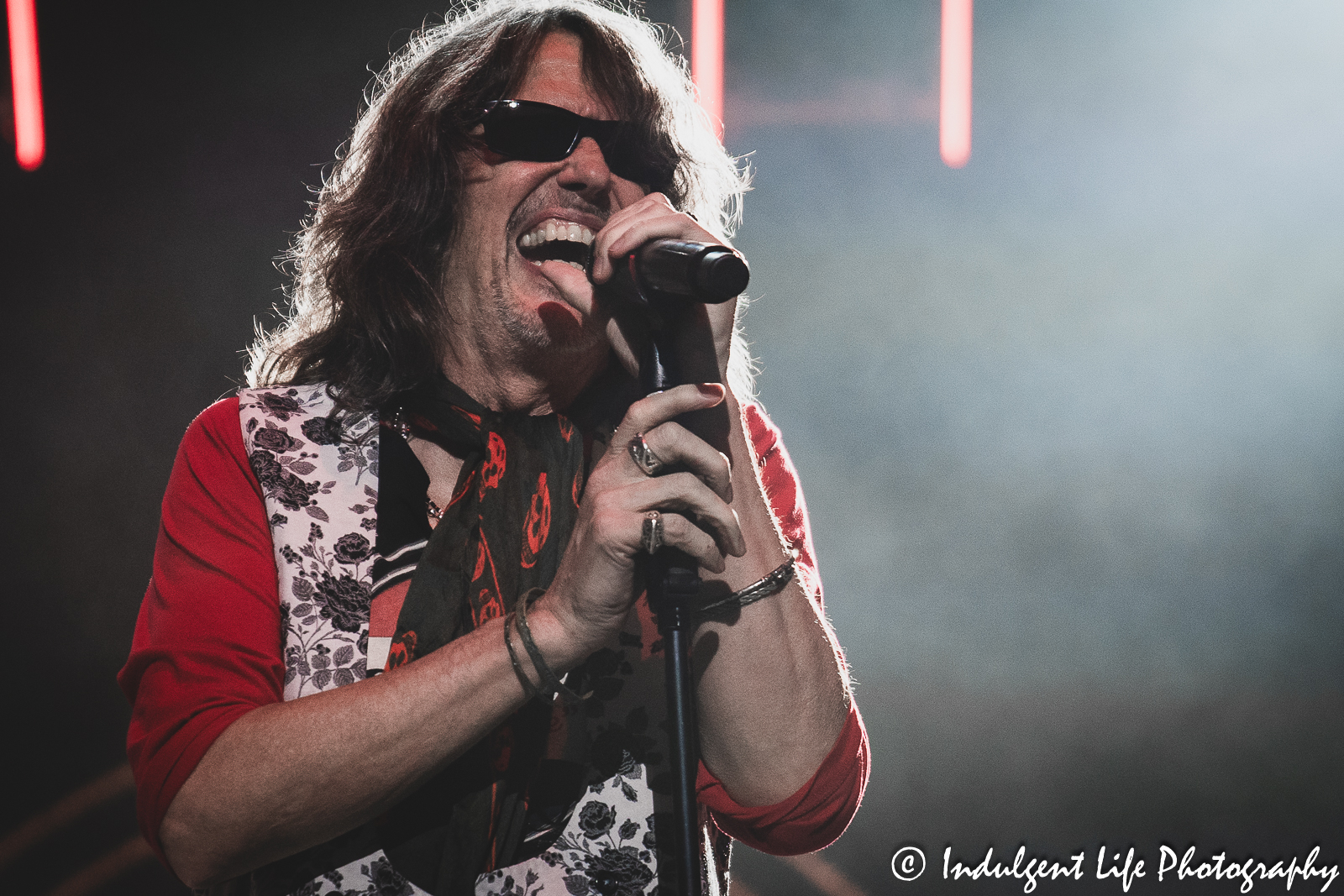 Foreigner lead singer Kelly Hansen performing live on "The Historic Farewell Tour" at Starlight Theater in Kansas City, MO on July 18, 2023.