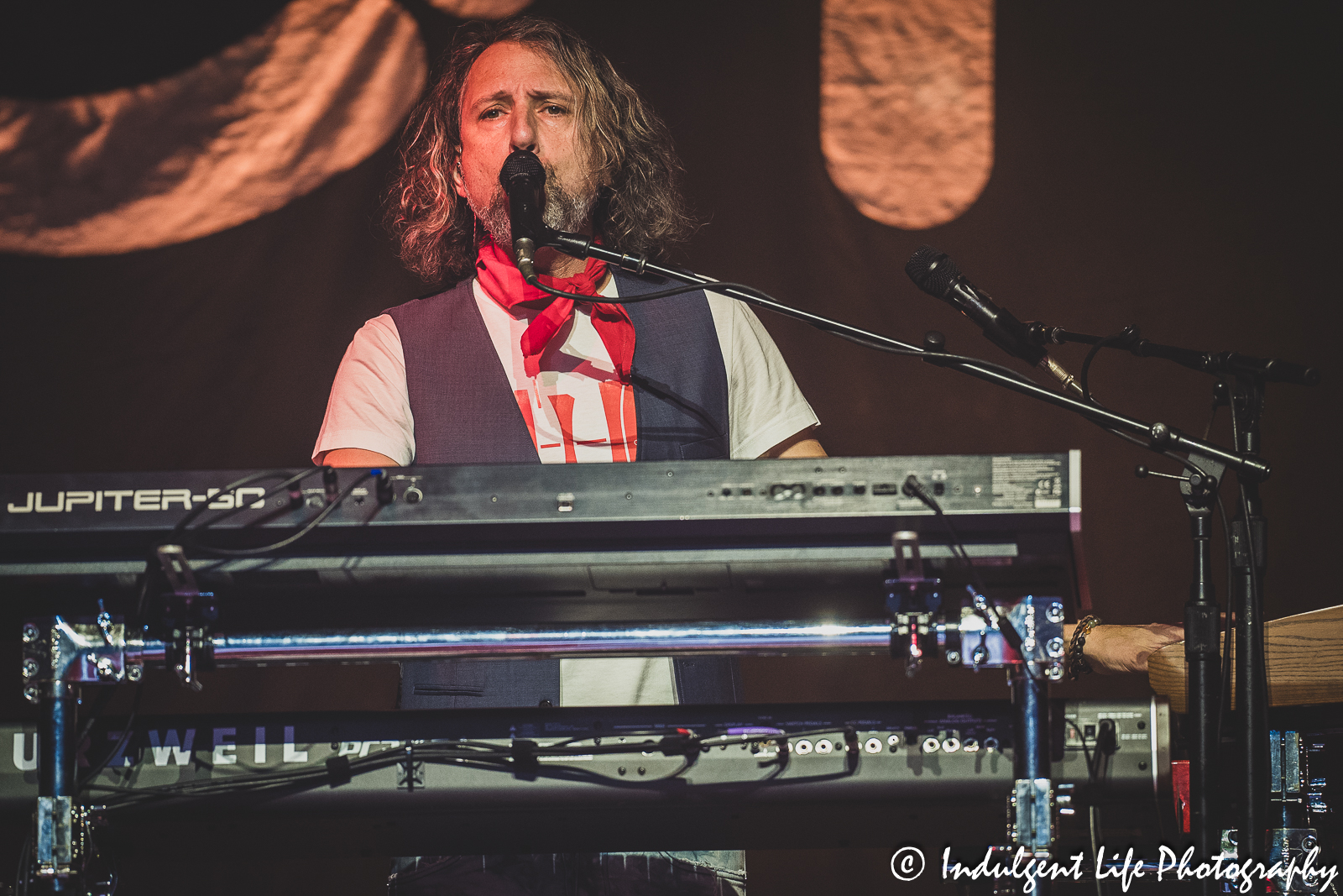 Foreigner keyboard player Michael Bluestein live in concert on "The Historic Farewell Tour" at Starlight Theatre in Kansas City, MO on July 18, 2023.