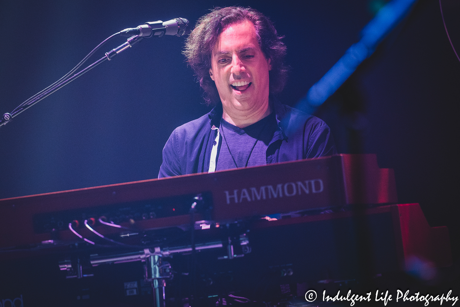 Kansas keyboard player Tom Brislin performing live in concert at Midland Theatre in downtown Kansas City, MO on July 27, 2023.