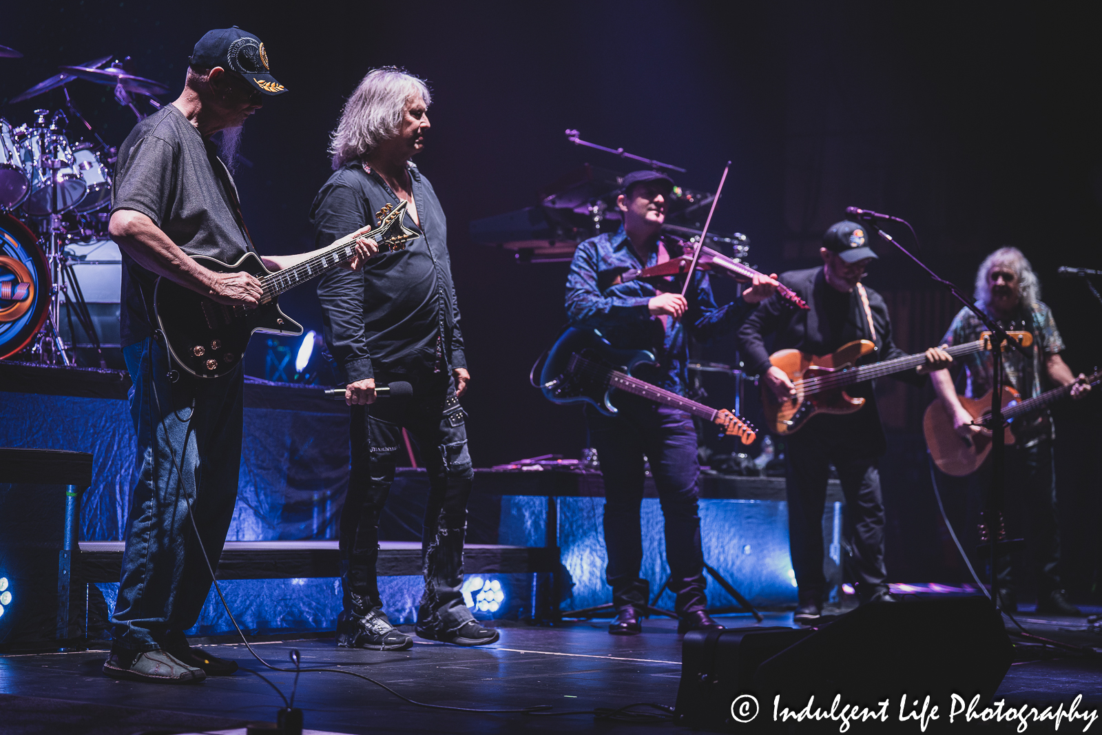Kansas founding members Kerry Livgren and Dave Hope making special guest appearances during the band's performance at Midland Theatre in downtown Kansas City, MO on July 27, 2023.