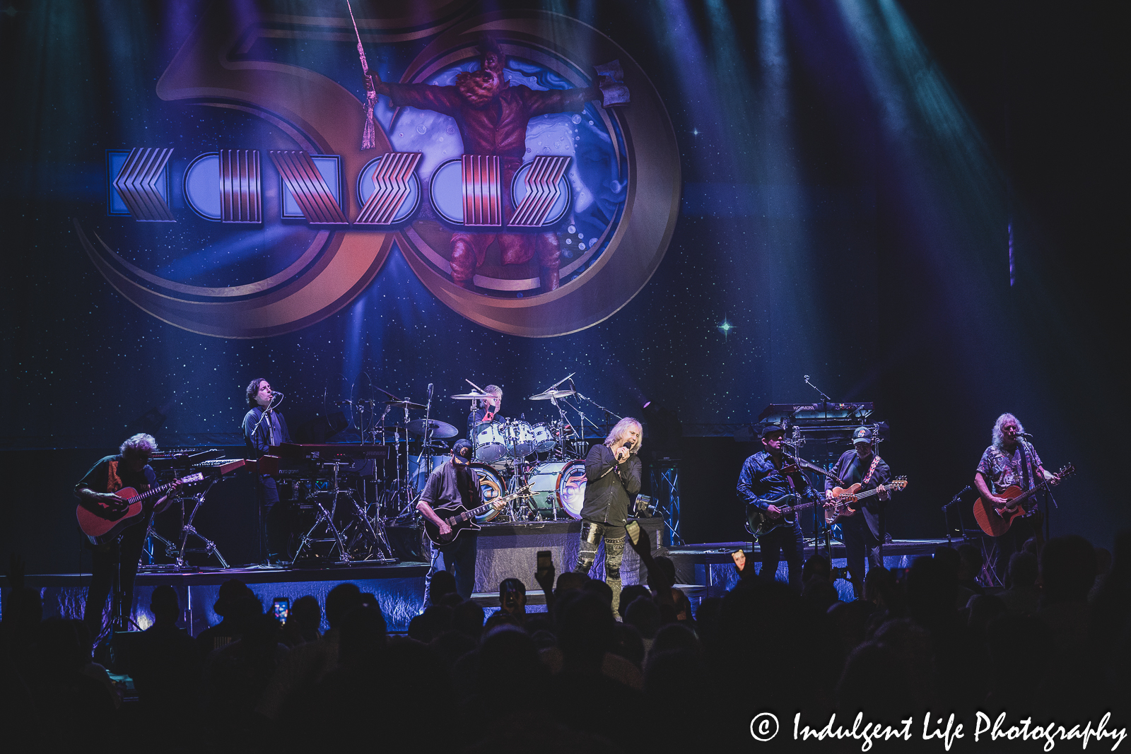 Rock band Kansas performing "Hold On" with founding members Kerry Livgren and Dave Hope making special guest appearances at The Midland in Kansas City, MO on July 27, 2023.