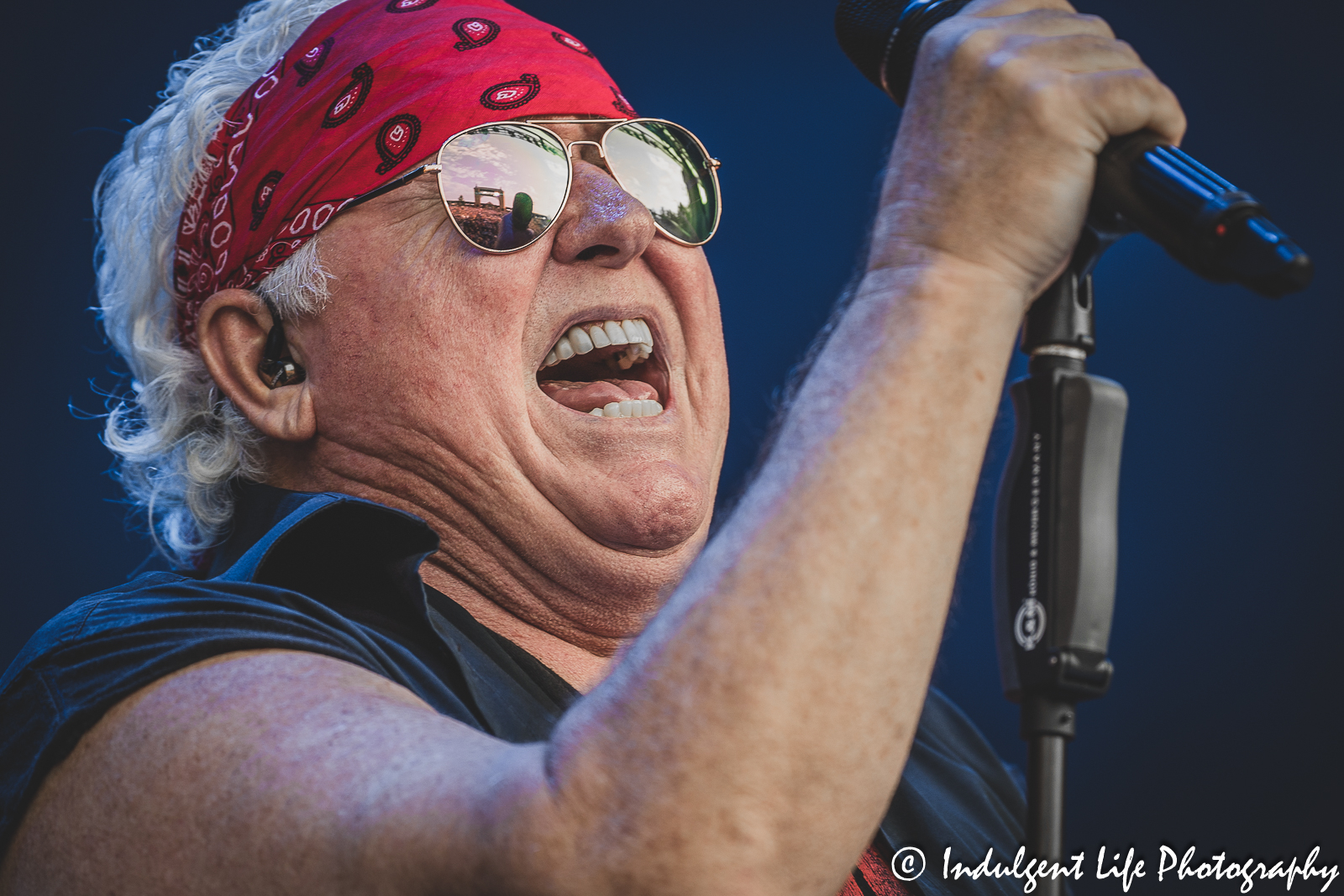 Loverboy frontman Mike Reno singing "Lucky Ones" live in concert at Starlight Theatre in Kansas City, MO on July 18, 2023.