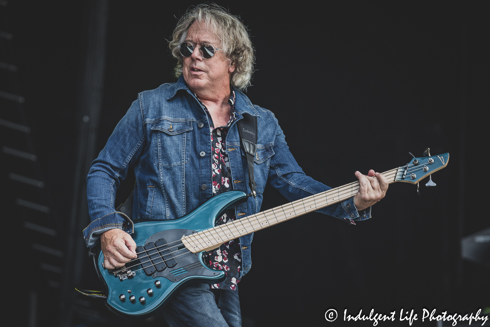 Bass guitarist Ken "Spider" Sinnaeve of Loverboy playing live at Starlight Theatre in Kansas City, MO on July 18, 2023.