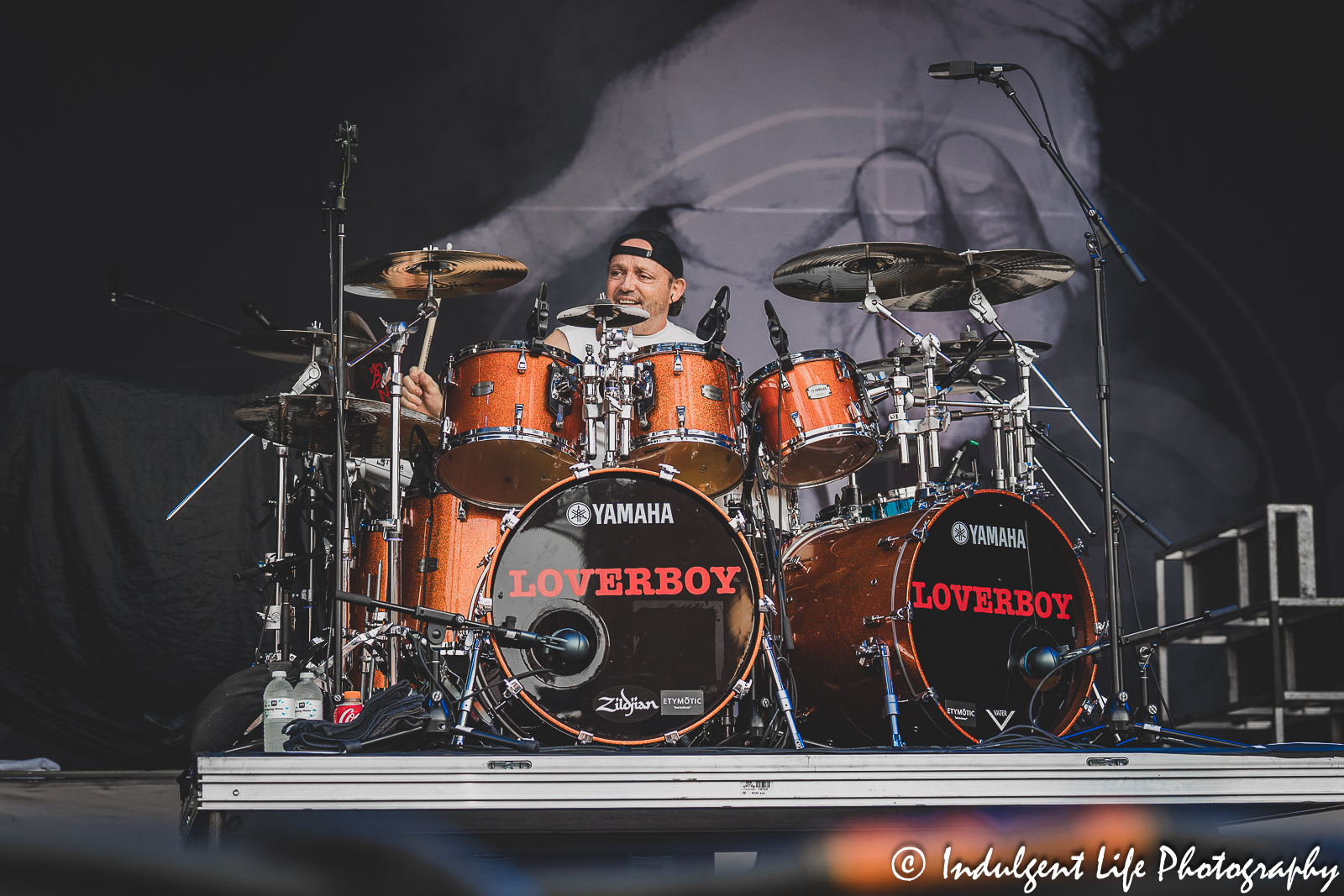 Drummer Matt Frenette of Loverboy playing live at Kansas City's Starlight Theatre on July 18, 2023.