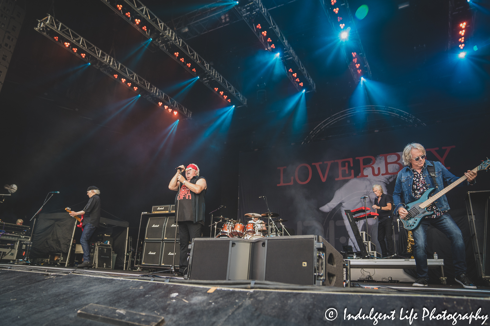 Starlight Theatre live concert performance in Kansas City, MO featuring Canadian rock band Loverboy on July 18, 2023.