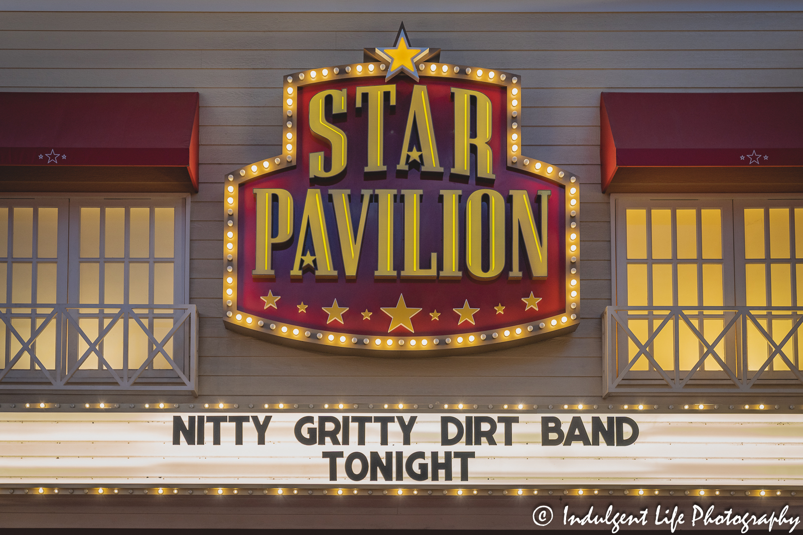 Star Pavilion marquee at Ameristar Casino in Kansas City, MO featuring Nitty Gritty Dirt Band on July 8, 2023.