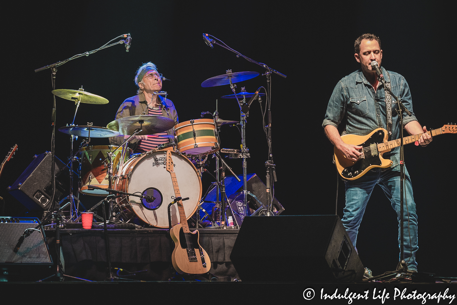 Jimmie Fadden and Jamie Hanna of Nitty Gritty Dirt Band performing together at Star Pavilion inside of Ameristar Casino in Kansas City, MO on July 8, 2023.