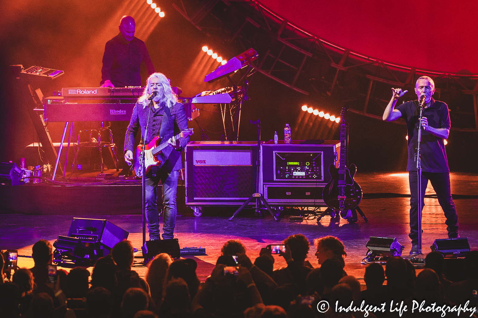 Tears for Fears duo of Roland Orzabal and Curt Smith performing "Everybody Wants to Rule the World" together at Starlight Theatre in Kansas City, MO on July 14, 2023.