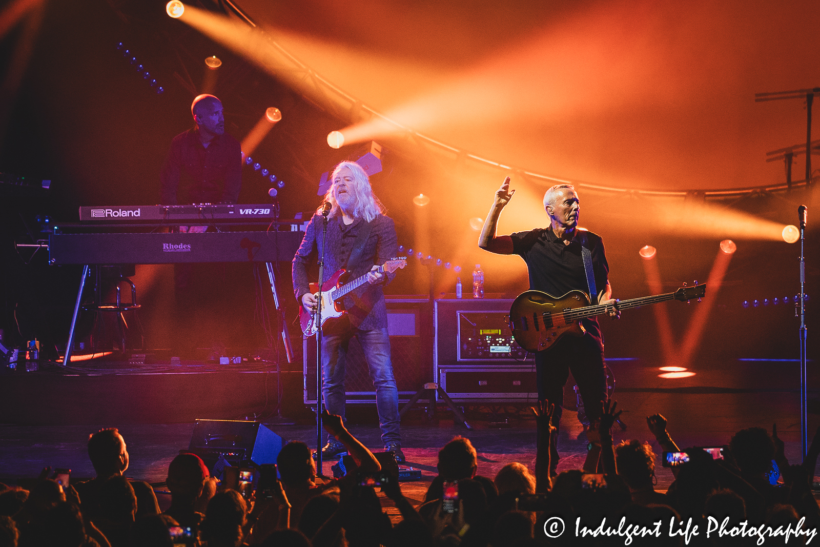 Roland Orzabal and Curt Smith of Tears for Fears performing "Everybody Wants to Rule the World" live in concert at Kansas City's Starlight Theatre on July 14, 2023.
