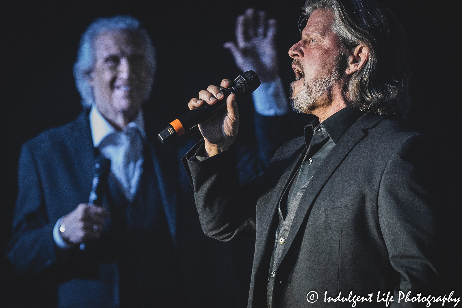 Bucky Heard of The Righteous Brother singing live while Bill Medley watches at Prairie Band Casino in Mayetta, KS on June 29, 2023.