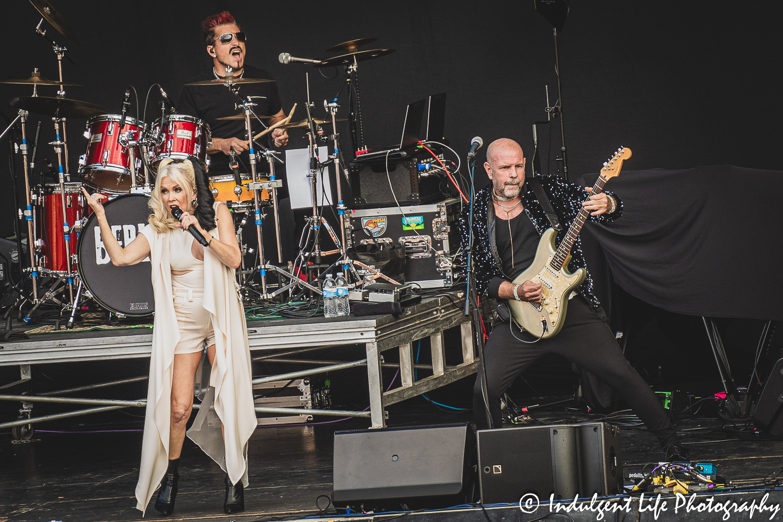 Berlin band members Terri Nunn, Ric "Rocc" Roccapriore and David Diamond playing together at Starlight Theatre in Kansas City, MO on August 8, 2023.