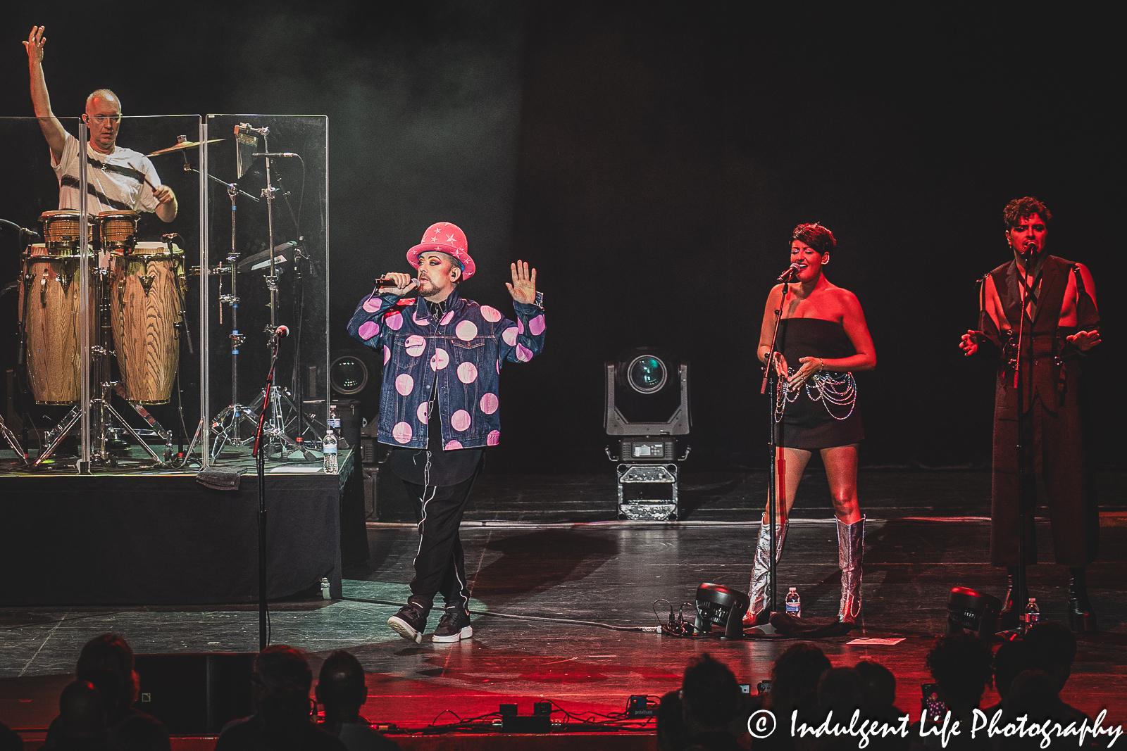 Boy George performing live alongside his band Culture Club at Starlight Theatre in Kansas City, MO on August 8, 2023.