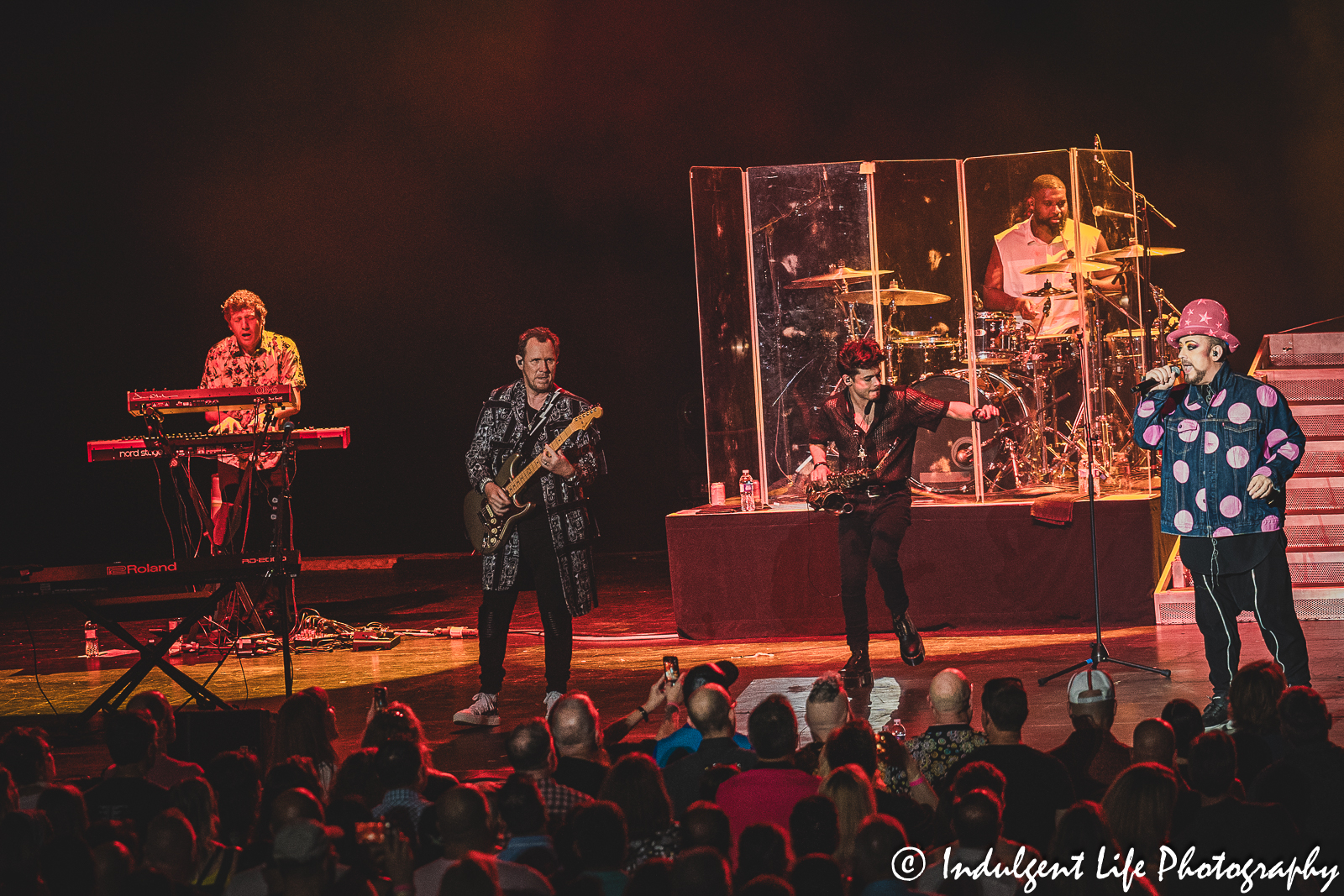 Culture Club lead singer Boy George and guitarist Roy Hay performing together at Starlight Theatre in Kansas City, MO on August 8, 2023.