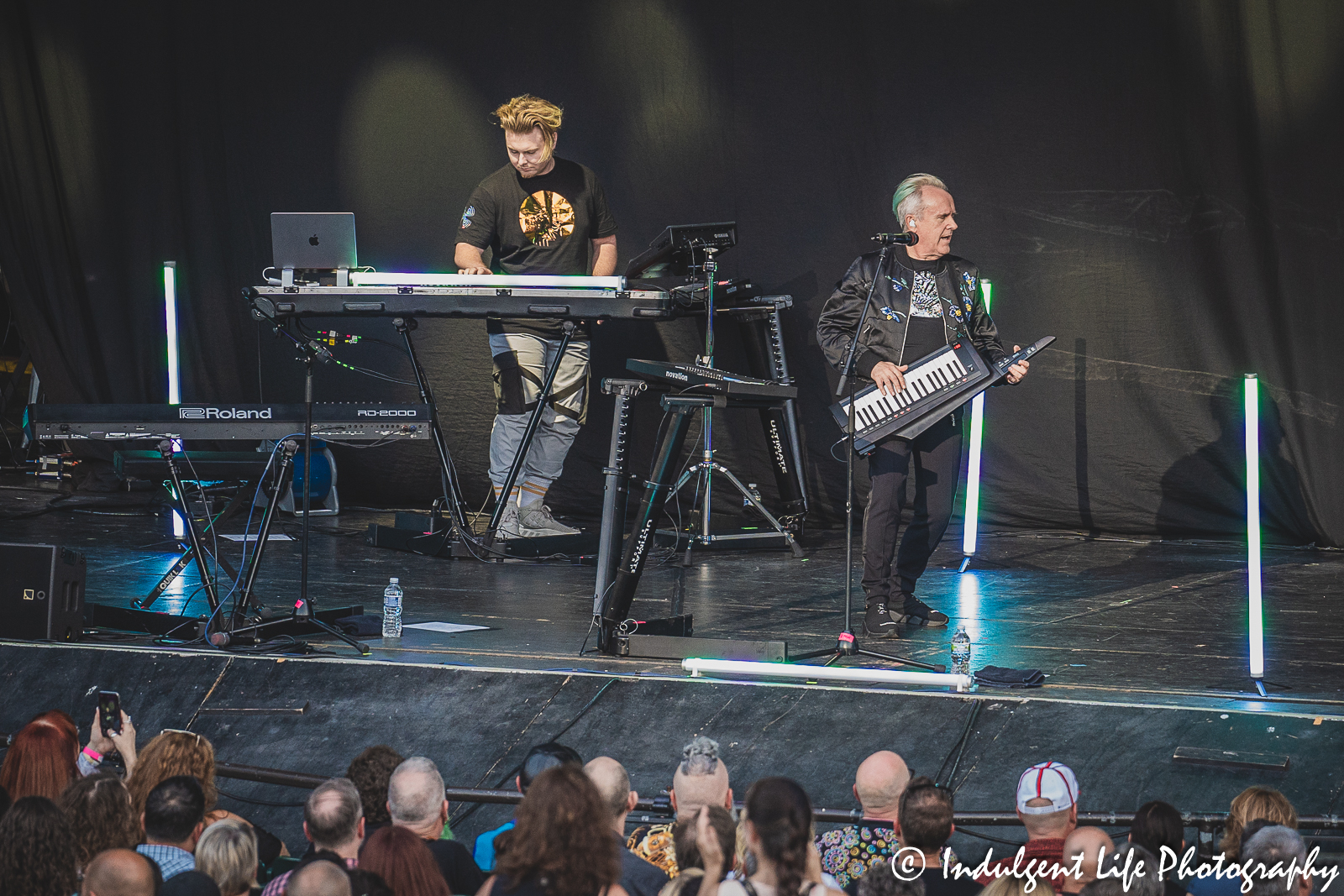 Howard Jones playing the keytar with Dan Clarke on keyboards at Starlight Theatre in Kansas City, MO on August 8, 2023.