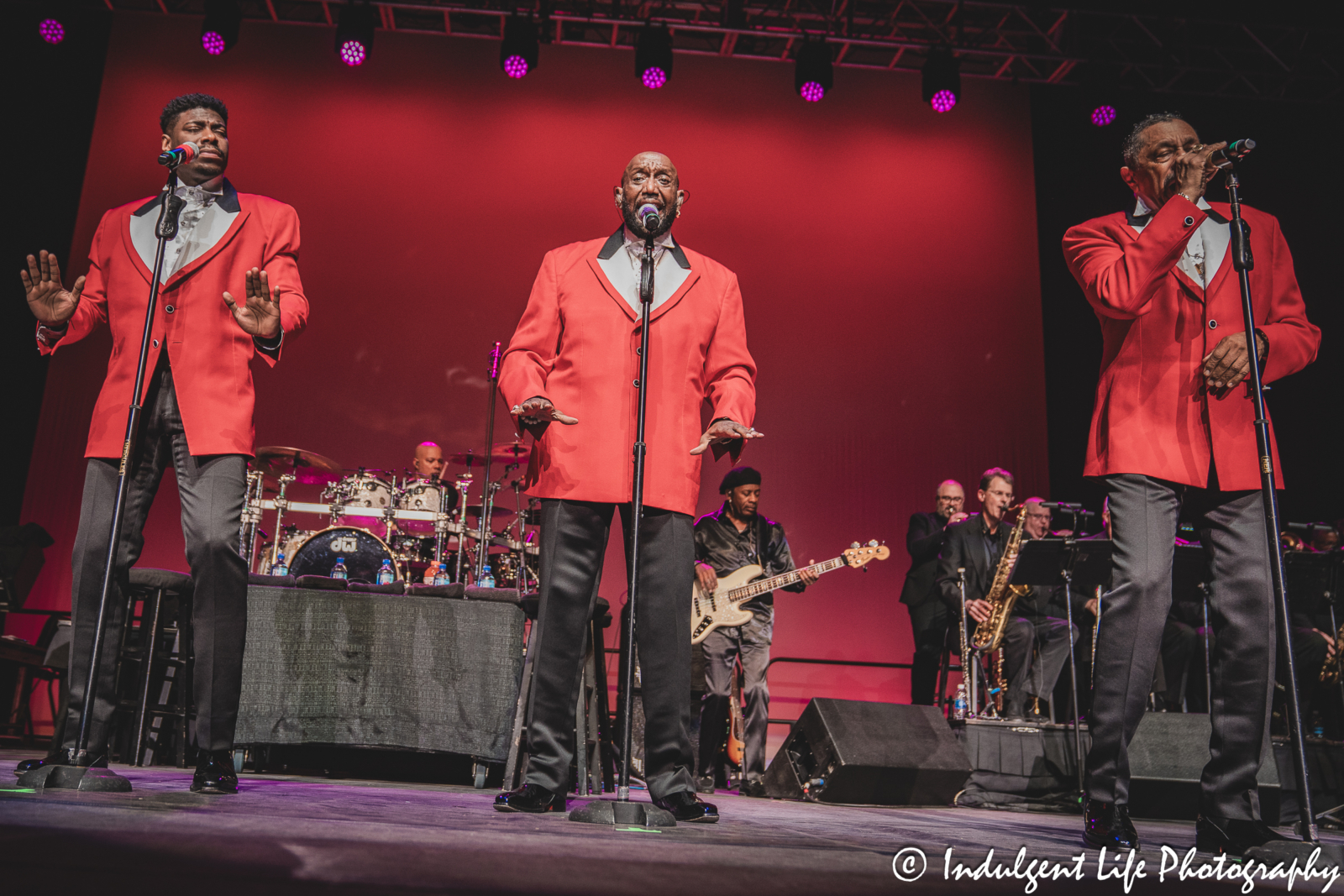 Jawan M. Jackson, Otis Williams and Ron Tyson of The Temptations performing together at Ameristar Casino in Kansas City, MO on October 7, 2023.