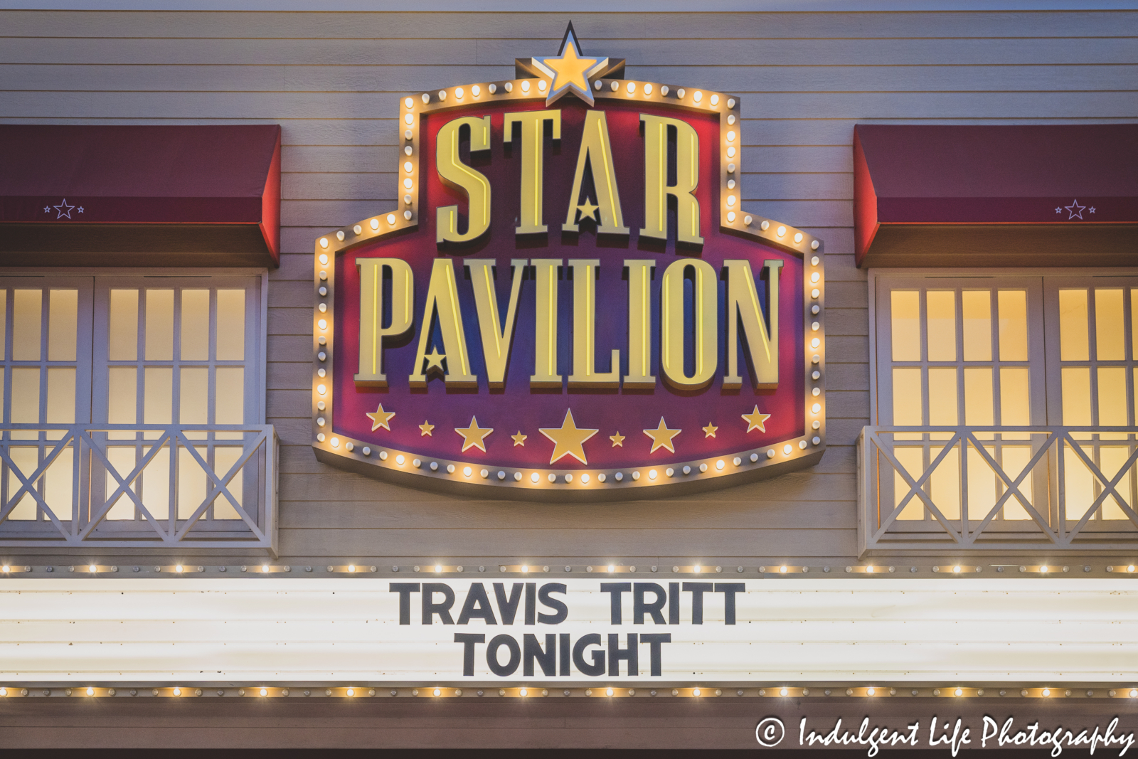 Star Pavilion marquee at Ameristar Casino in Kansas City, MO featuring Travis Tritt on September 16, 2023.
