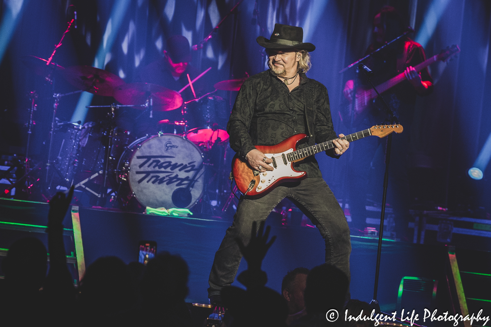 Travis Tritt live on the electric guitar during a performance at Ameristar Casino's Star Pavilion in Kansas City, MO on September 16, 2023.