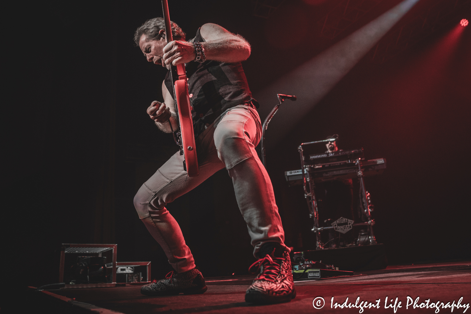 Night Ranger band members Brad Gillis and Eric Levy performing together at Ameristar Casino Hotel Kansas City on October 20, 2023.