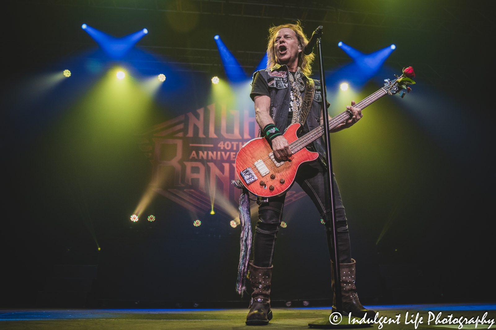 Frontman and bass player Jack Blades of Night Ranger performing live at Ameristar Casino's Star Pavilion in Kansas City, MO on October 20, 2023.