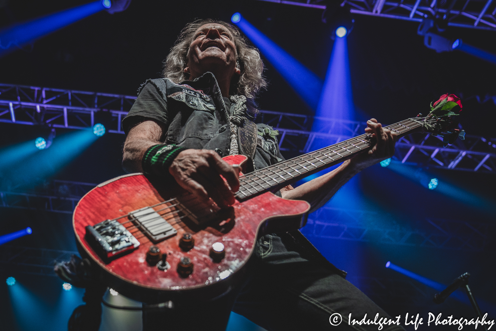 Night Ranger lead singer and bass guitarist Jack Blades live in concert at Ameristar Casino's Star Pavilion in Kansas City, MO on October 20, 2023.