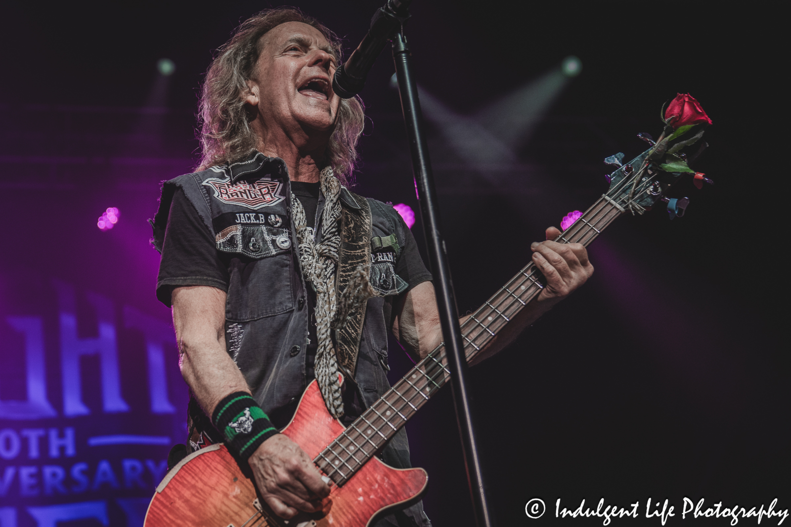Night Ranger frontman and bassist Jack Blades performing live at Ameristar Casino's Star Pavilion in Kansas City, MO on October 20, 2023.