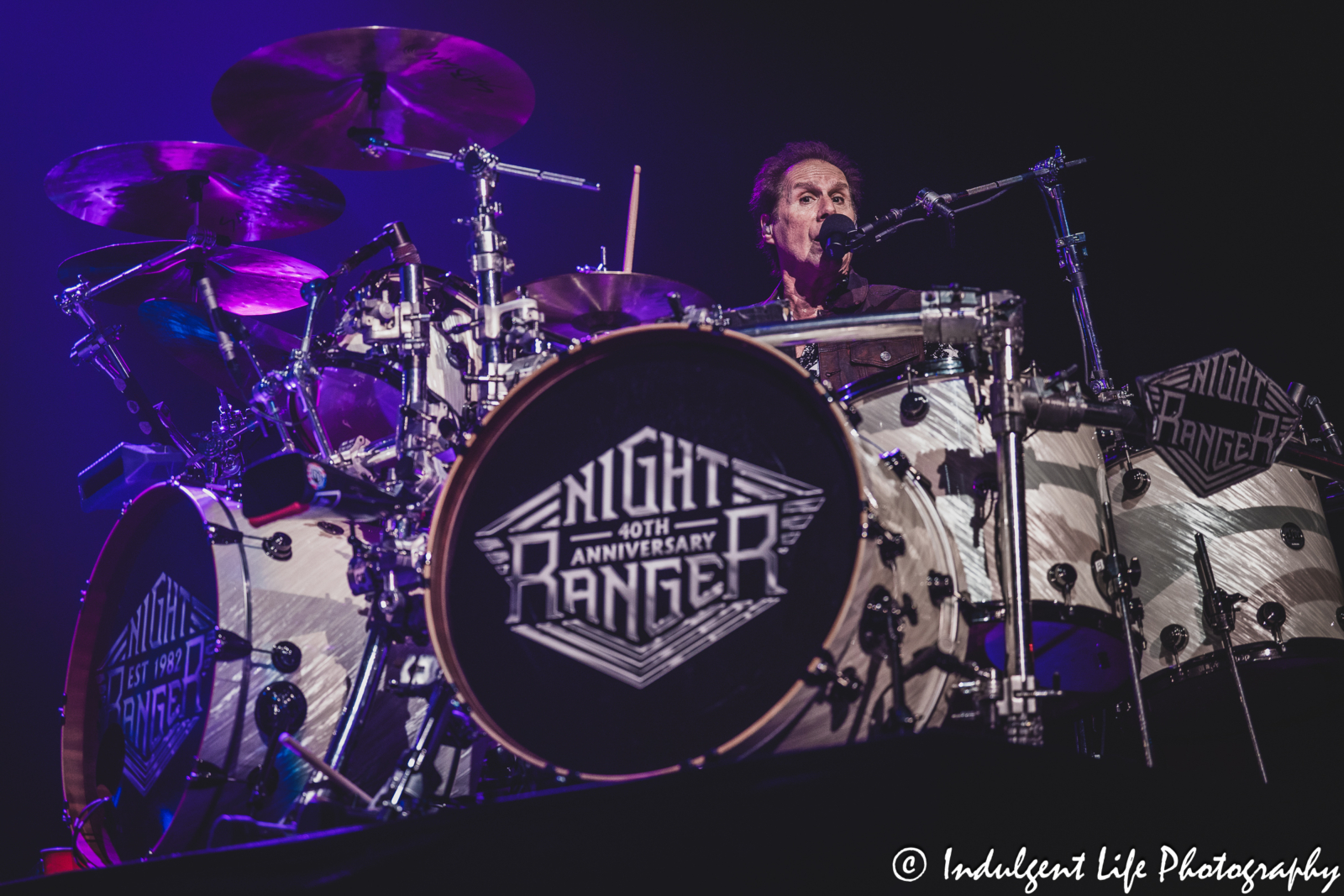 Night Ranger drummer Kelly Keagy live in concert at Star Pavilion inside of Ameristar Casino in Kansas City, MO on October 20, 2023.