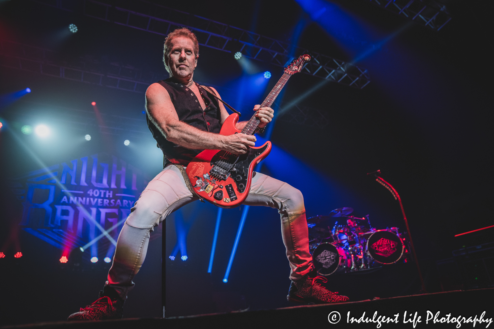 Guitar player Brad Gillis and drummer Kelly Keagy of Night Ranger performing together at Ameristar Casino in Kansas City, MO on October 20, 2023.