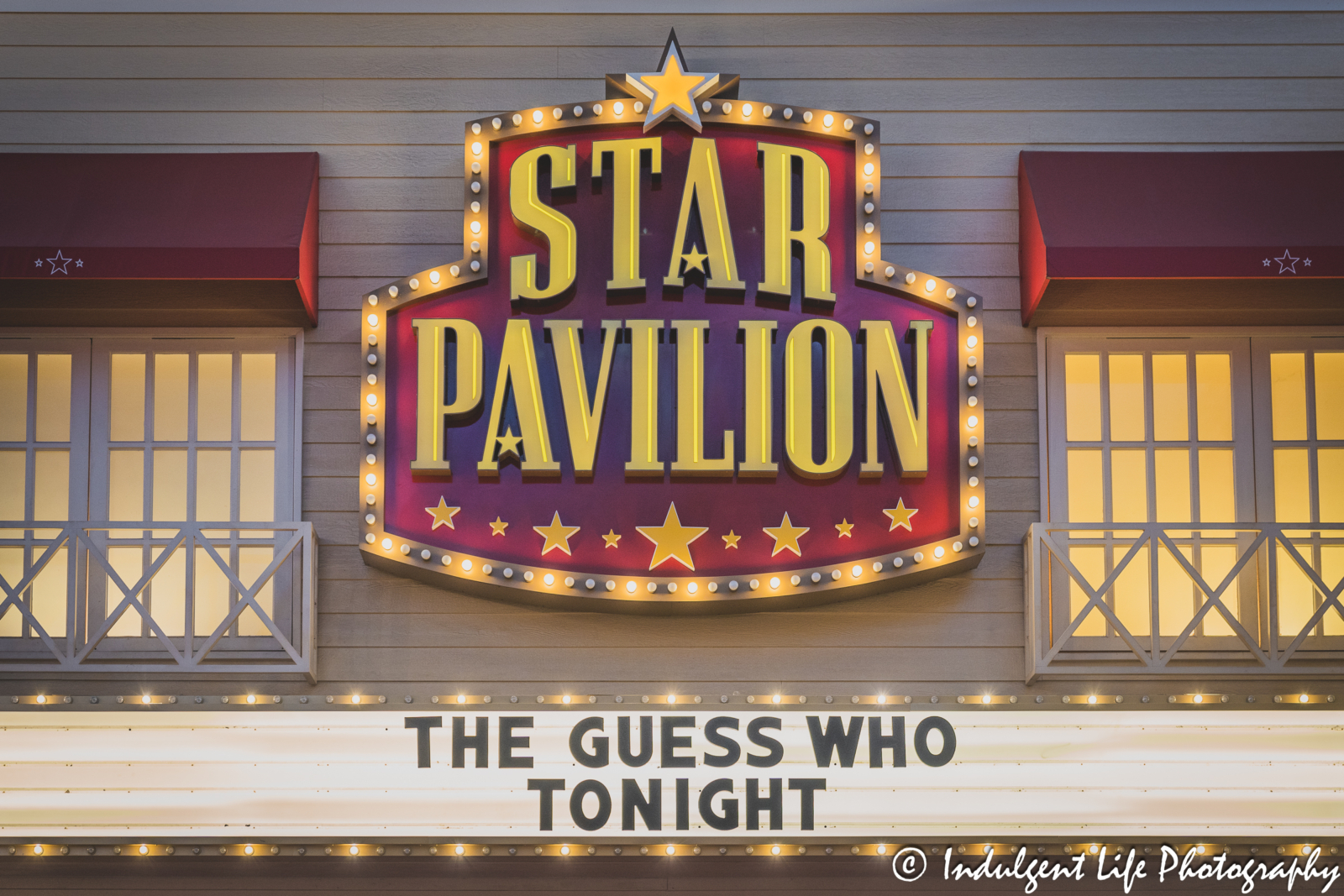 Star Pavilion marquee at Ameristar Casino in Kansas City, MO featuring The Guess Who on October 21, 2023.