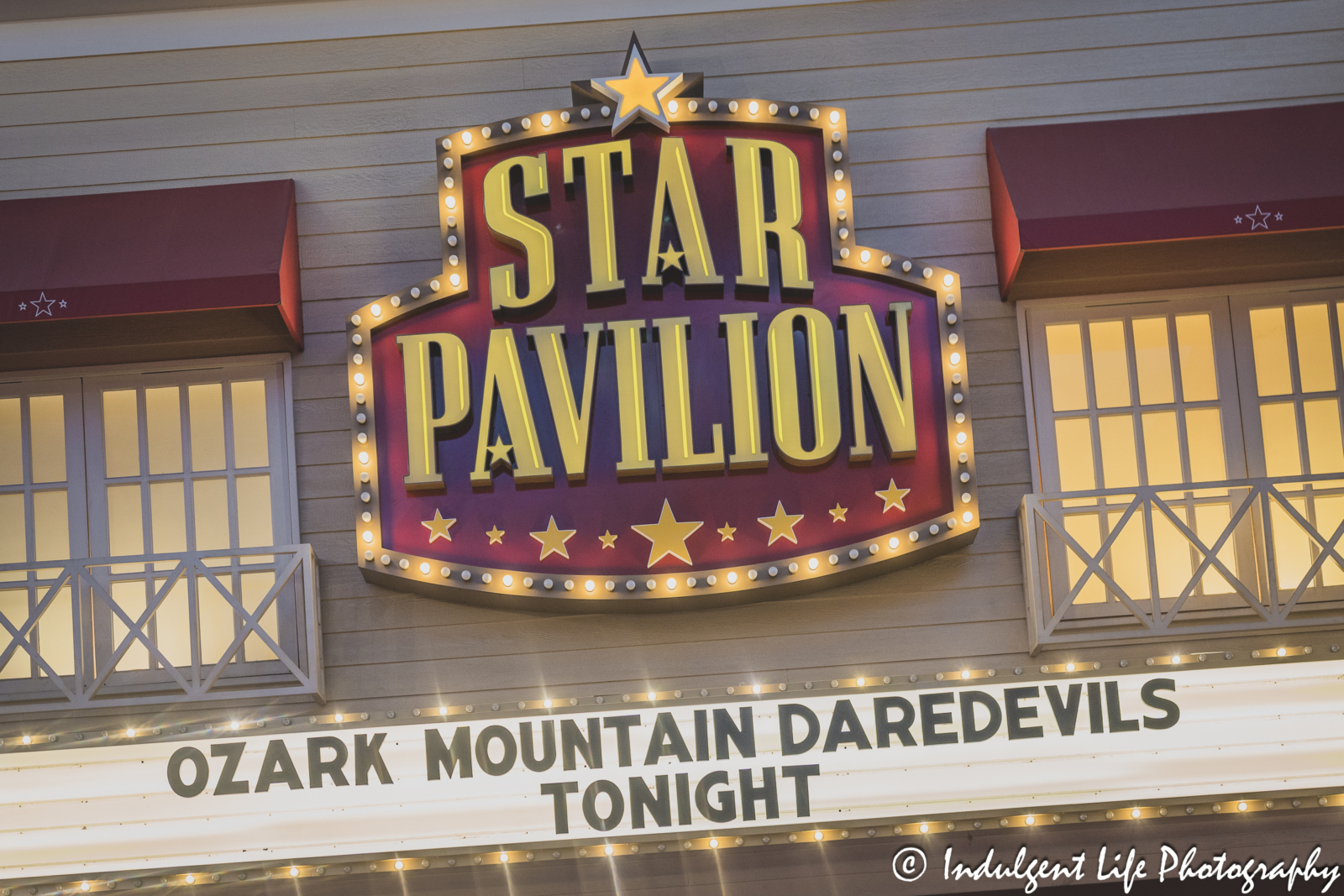 Star Pavilion marquee at Ameristar Casino in Kansas City, MO featuring The Ozark Mountain Daredevils on November 11, 2023.