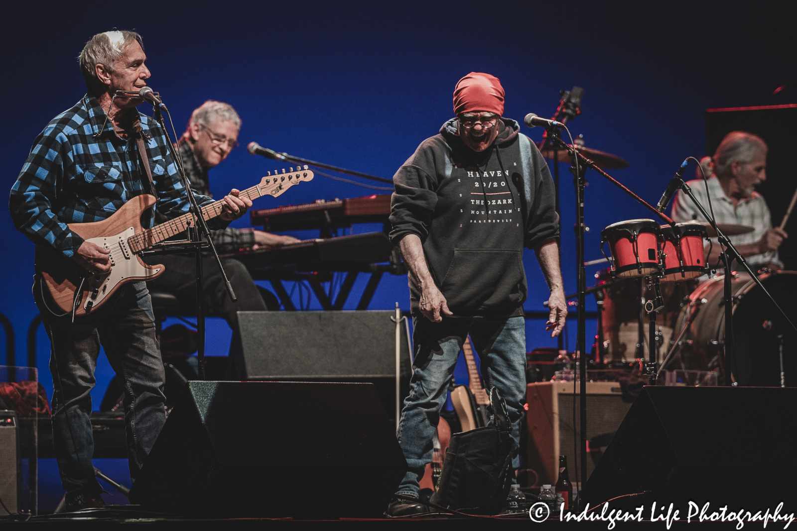 The Ozark Mountain Daredevils guitarist Nick Sibley and percussionist Ruell Chappell performing together at Ameristar Casino in Kansas City, MO on November 11, 2023.