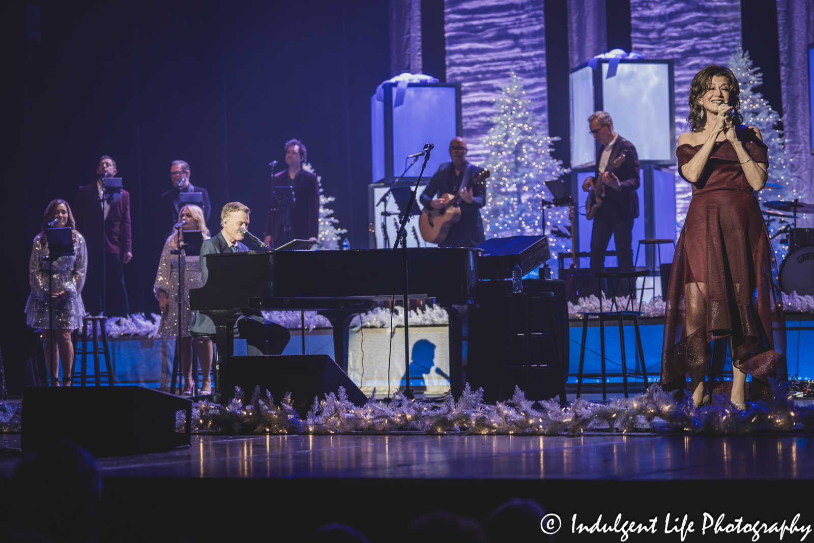 Amy Grant performing live with Michael W. Smith during their Christmas Live concert at Music Hall in downtown Kansa City, MO on November 30, 2023.