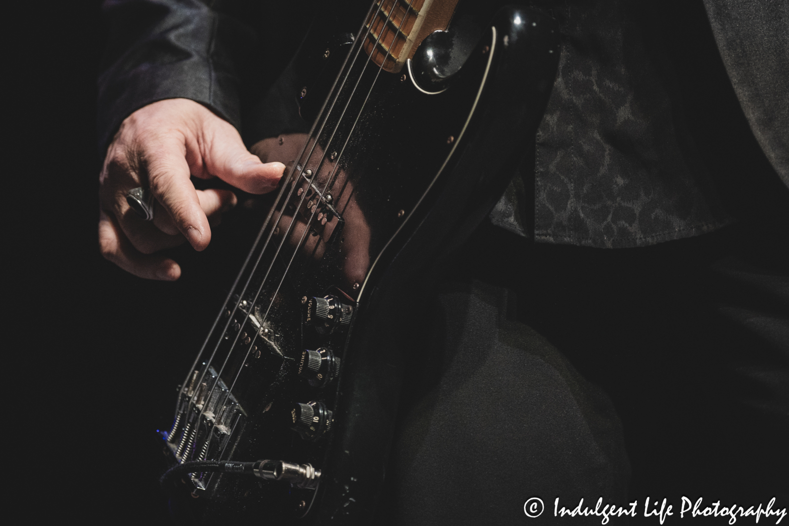 Bass guitarist Tim Hogan live in concert with John Waite at Ameristar Casino's Star Pavilion in Kansas City, MO on December 8, 2023.