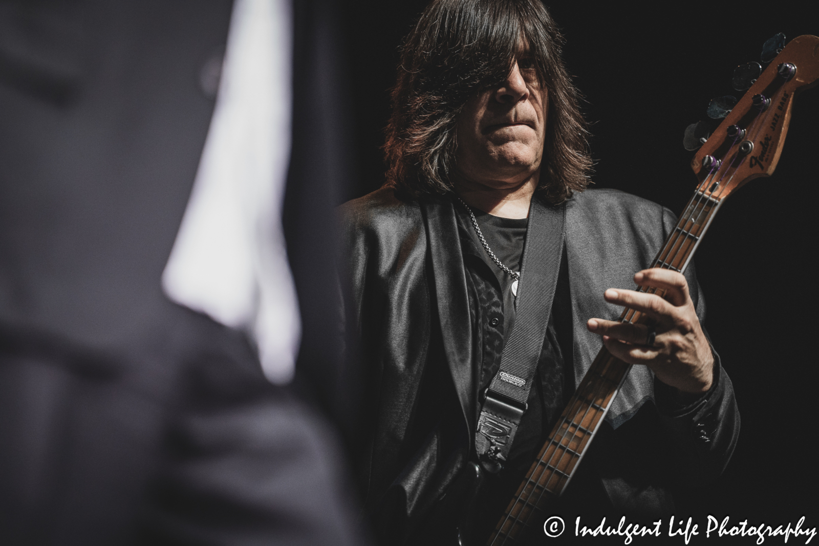 Bass player Tim Hogan performing live with John Waite at Star Pavilion inside of Ameristar Casino in Kansas City, MO on December 8, 2023.