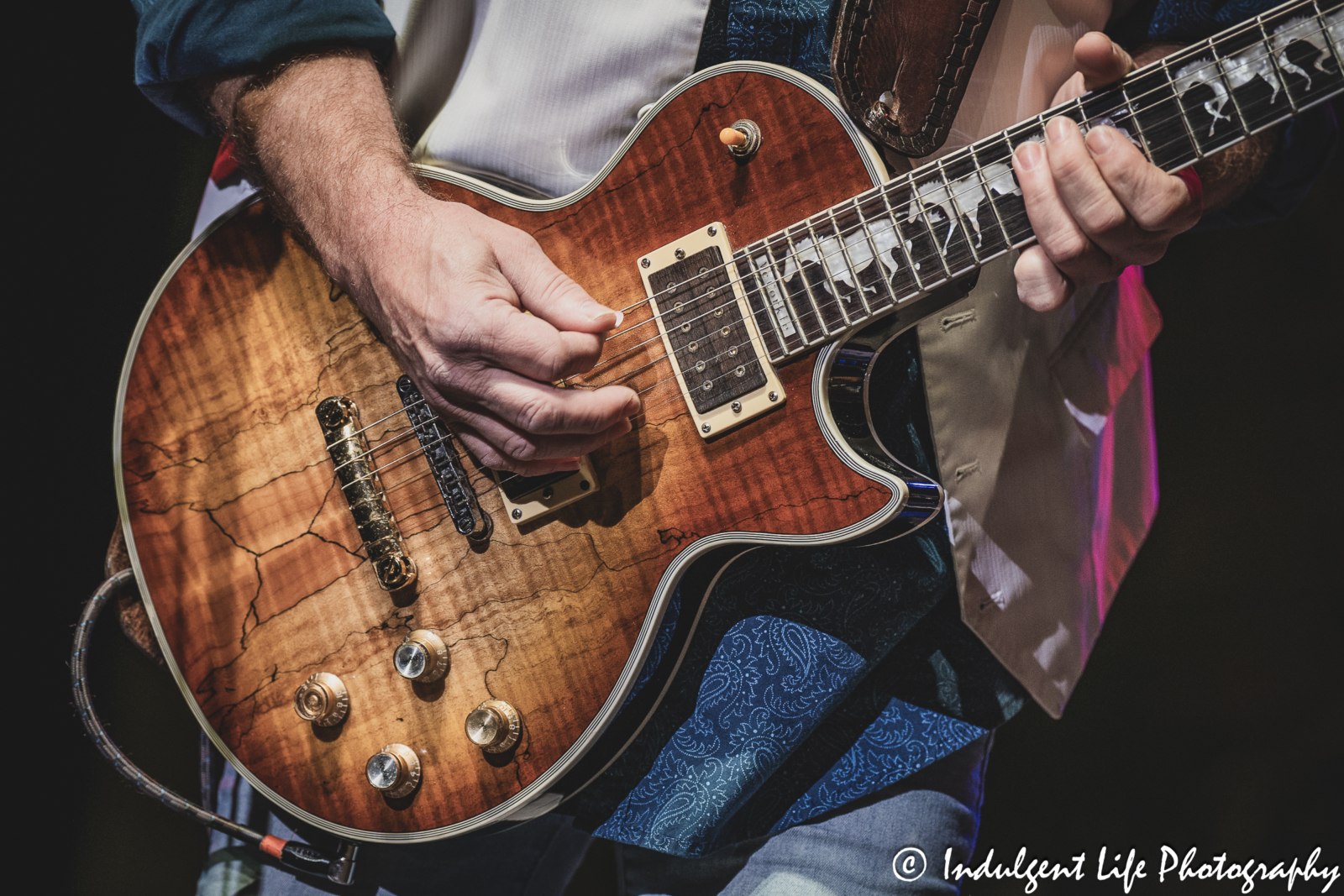 Guitar of The Marshall Tucker Band member Chris Hicks as he performed live at Ameristar Casino Hotel Kansas City on December 1, 2023.