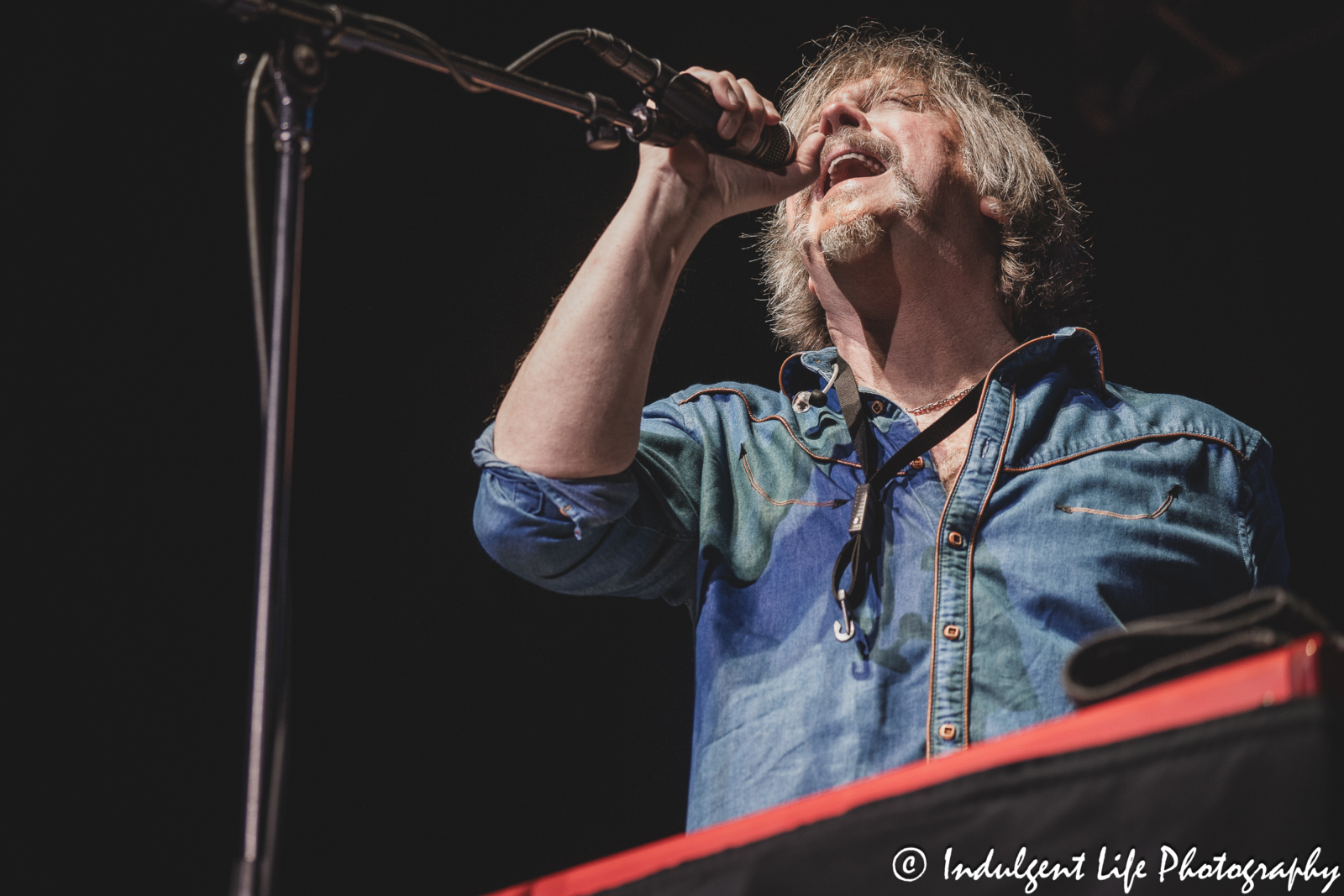 The Marshall Tucker Band member Marcus James Henderson playing the keyboard and singing live at Ameristar Casino in Kansas City, MO on December 1, 2023.