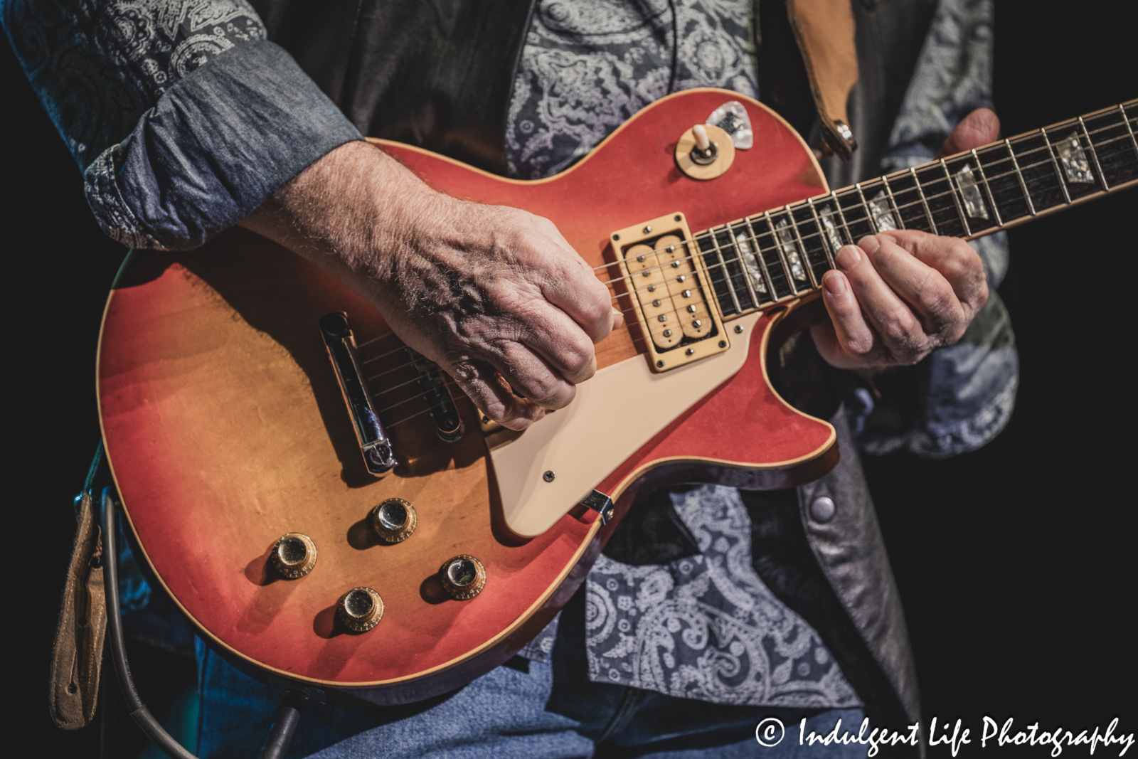 Guitar of The Marshall Tucker Band member Rick Willis as he performed live at Ameristar Casino Hotel Kansas City on December 1, 2023.