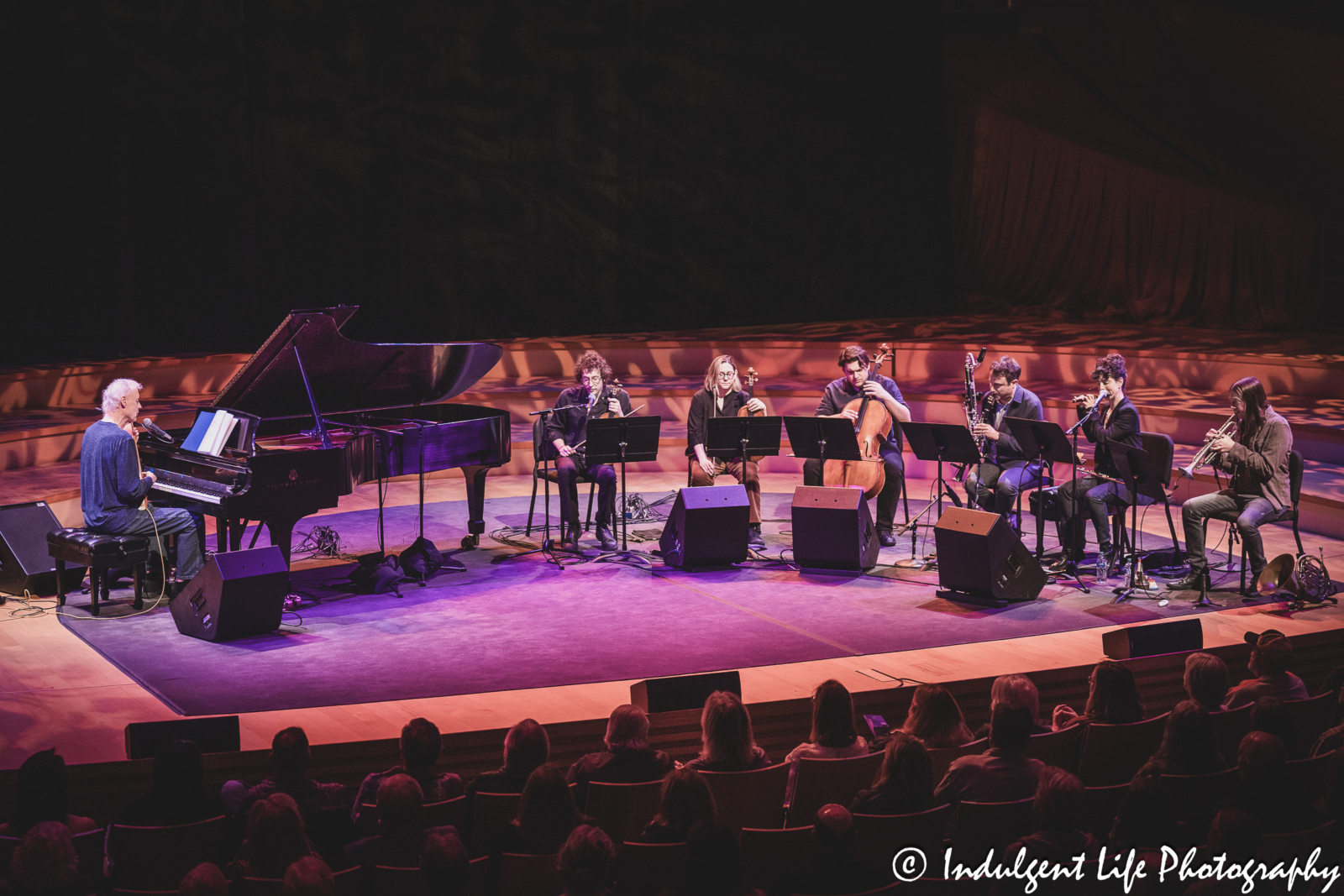 Bruce Hornsby performing live with yMusic at Helzberg Hall inside of Kauffman Center for the Performing Arts in downtown Kansas City, MO on March 14, 2024.