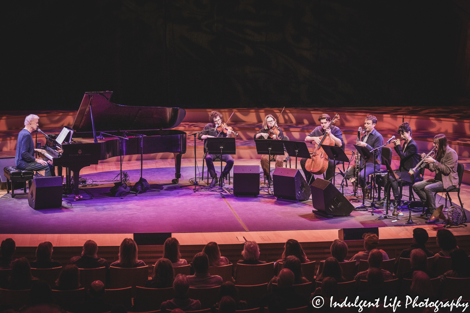 Bruce Hornsby and yMusic performing live together at Helzberg Hall inside of Kauffman Center for the Performing Arts in downtown Kansas City, MO on March 14, 2024.