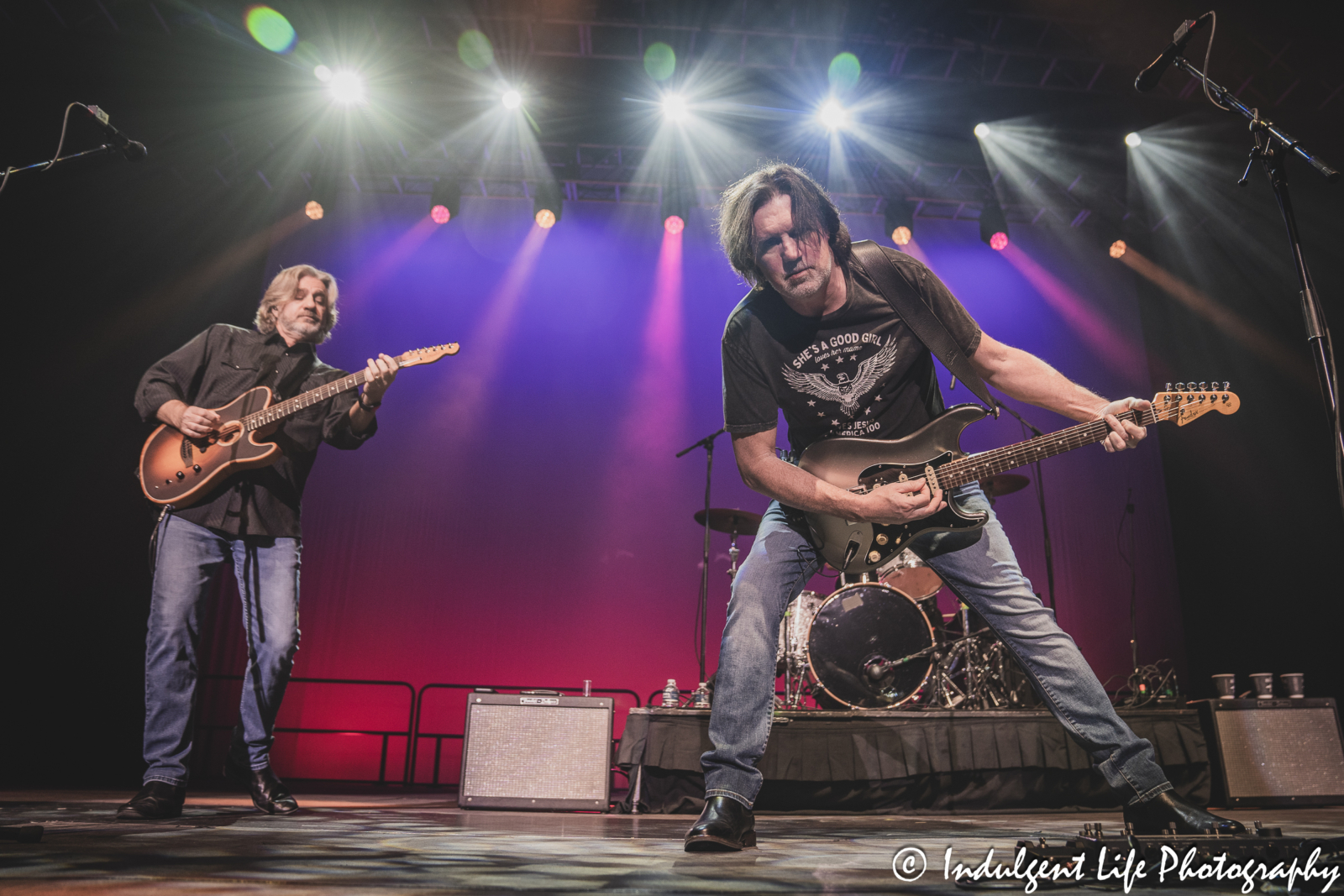 Little Texas lead singer Porter Howell and guitarist Dwayne O'Brien live in concert together at Ameristar Casino's Star Pavilion in Kansas City, MO on March 2, 2024.