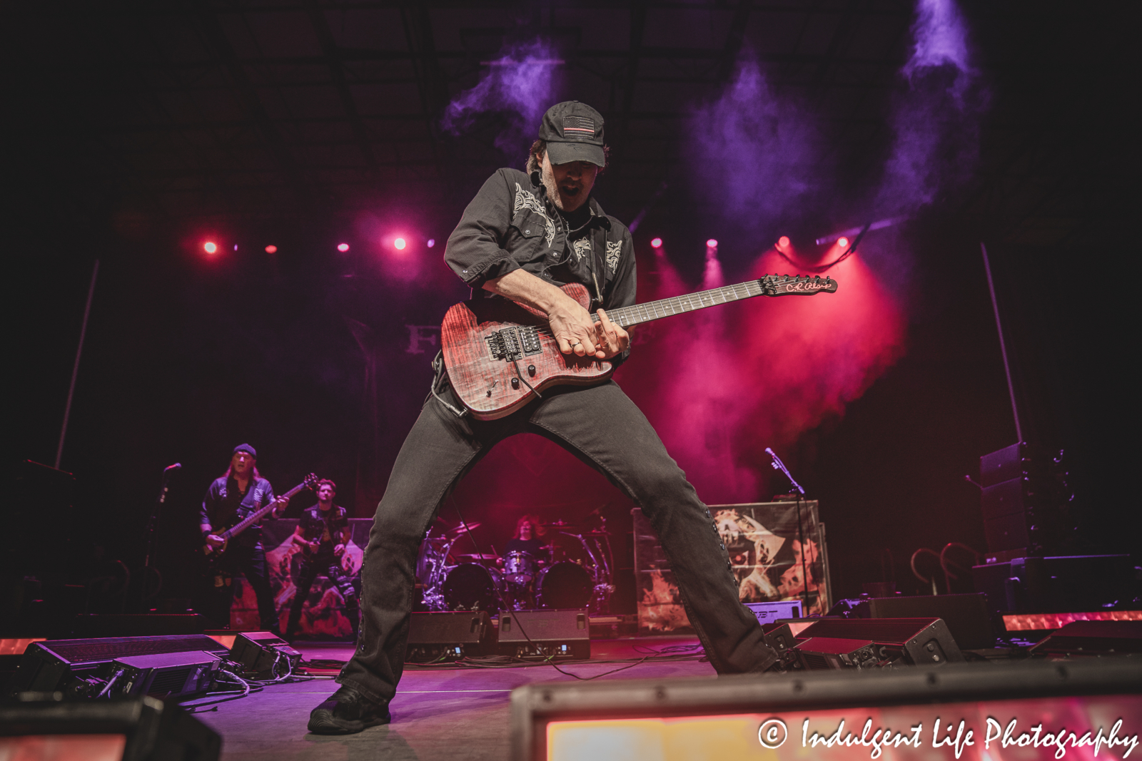 Guitarist Bill Leverty of Firehouse performing with the band at Hy-Vee Arena in Kansas City, MO on March 22, 2024.