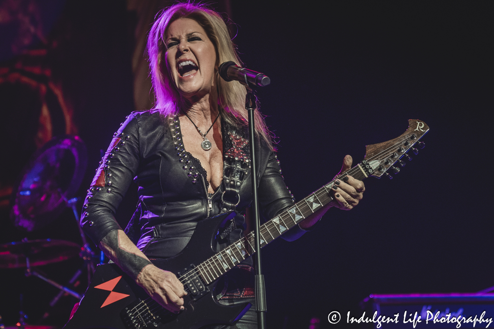 Lita Ford singing live at Hy-Vee Arena in Kansas City, MO on March 22, 2024.