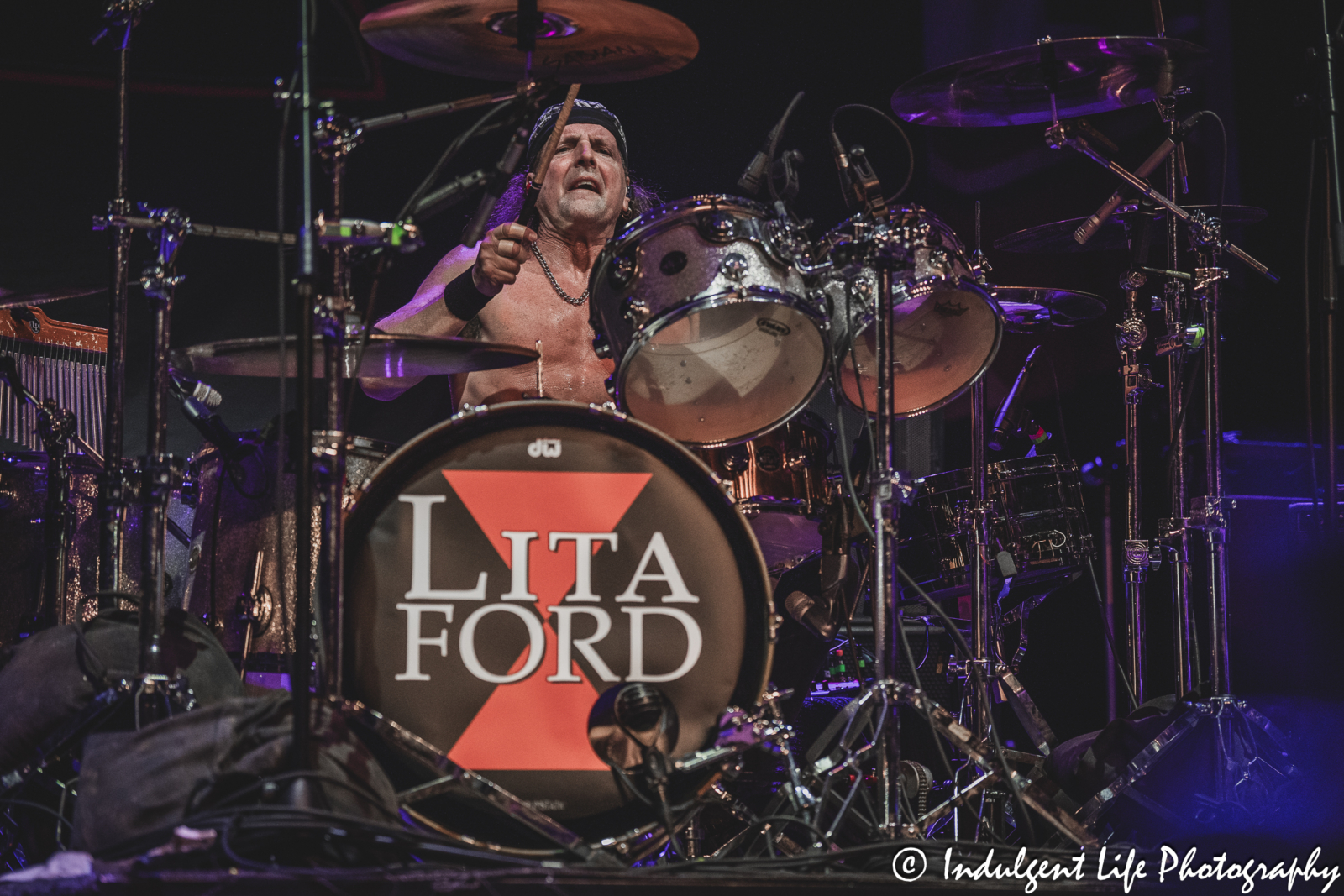 Drummer Bobby Rock performing live in concert with Lita Ford at Hy-Vee Arena in Kansas City, MO on March 22, 2024.