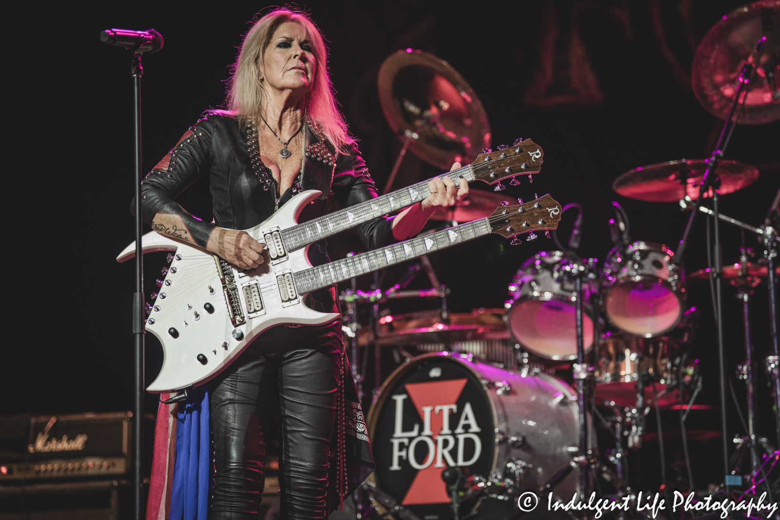Guitar player Lita Ford performing live at Hy-Vee Arena in Kansas City, MO on March 22, 2024.