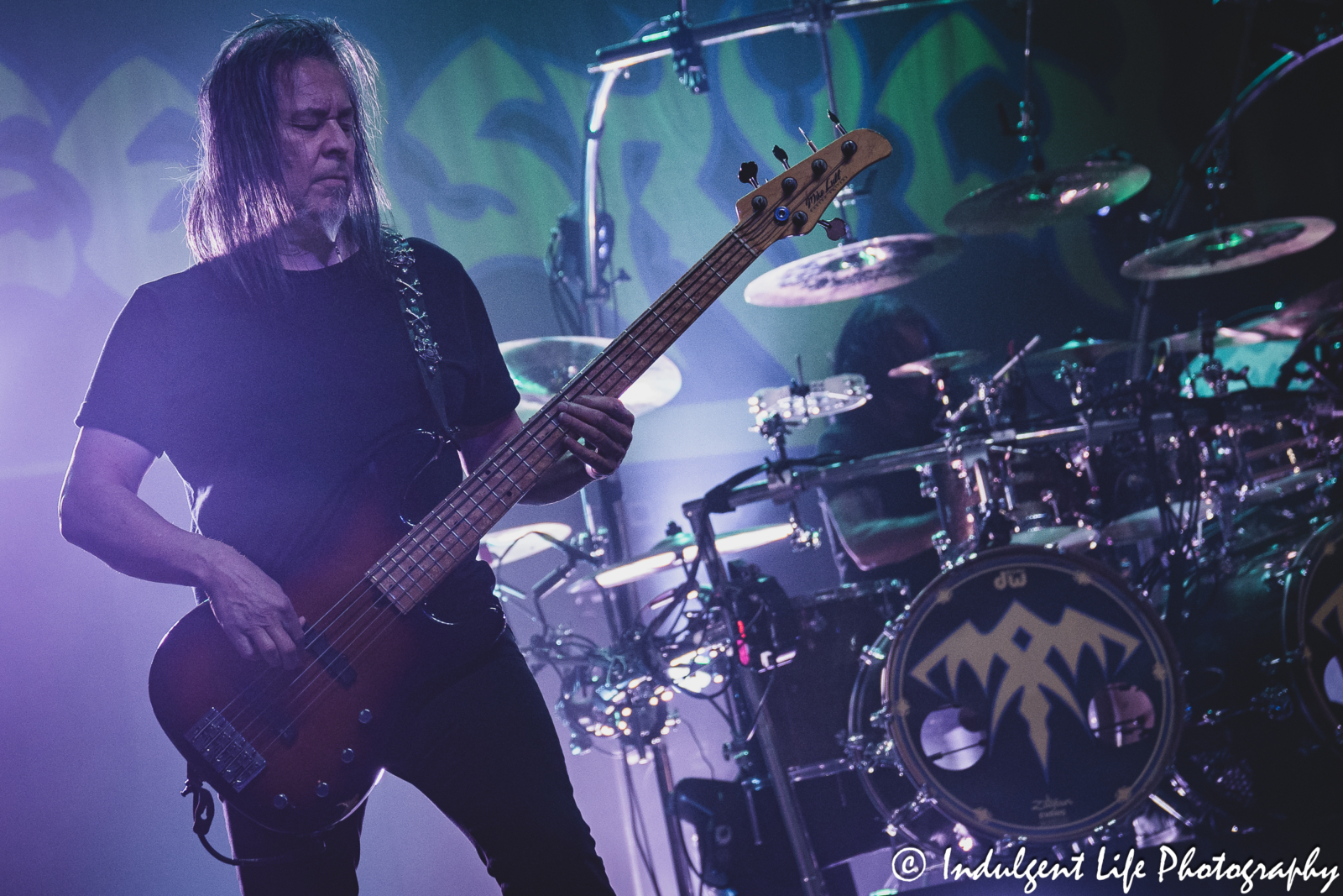 Queensrÿche founding member and bass guitarist Eddie Jackson live in concert at Star Pavilion inside of Ameristar Casino in Kansas City, MO on April 5, 2024.