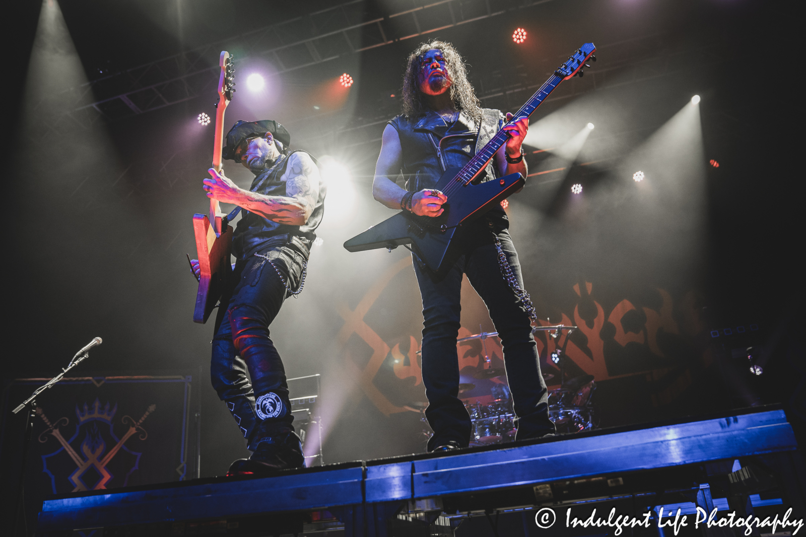 Queensrÿche guitarists Michael Wilton and Mike Stone performing live together at Ameristar Casino's Star Pavilion in Kansas City, MO on April 5, 2024.