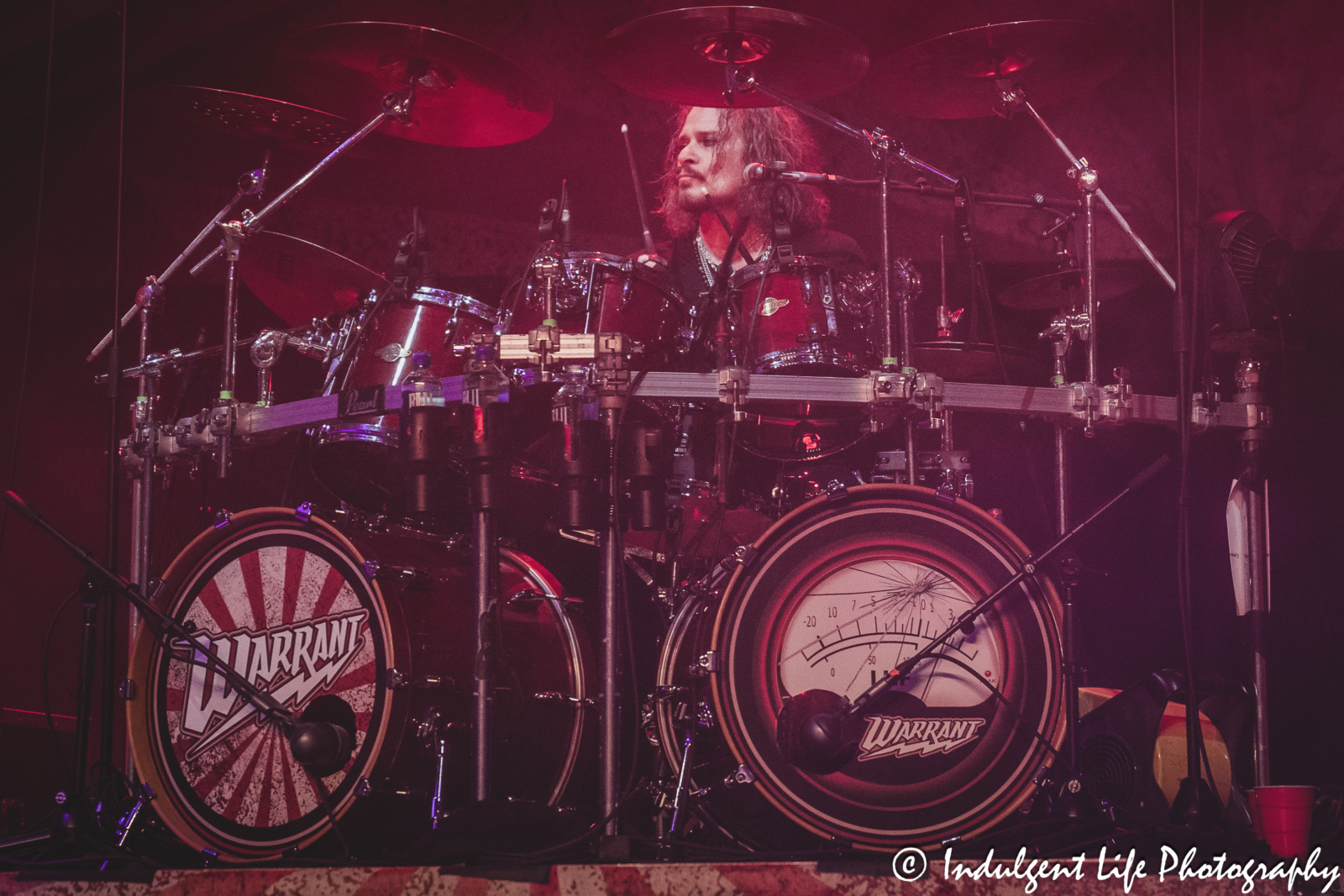 Warrant drummer Steven Sweet live in concert at Hy-Vee Arena in Kansas City, MO on March 22, 2024.
