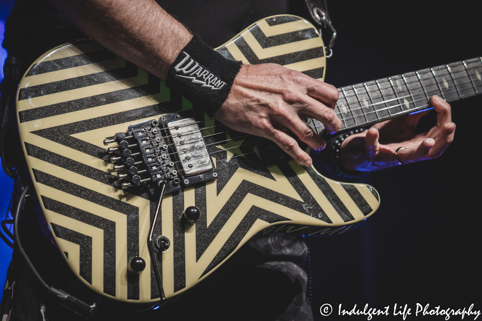 Guitar of Warrant band member Erik Turner as he performed live at Hy-Vee Arena in Kansas City, MO on March 22, 2024.