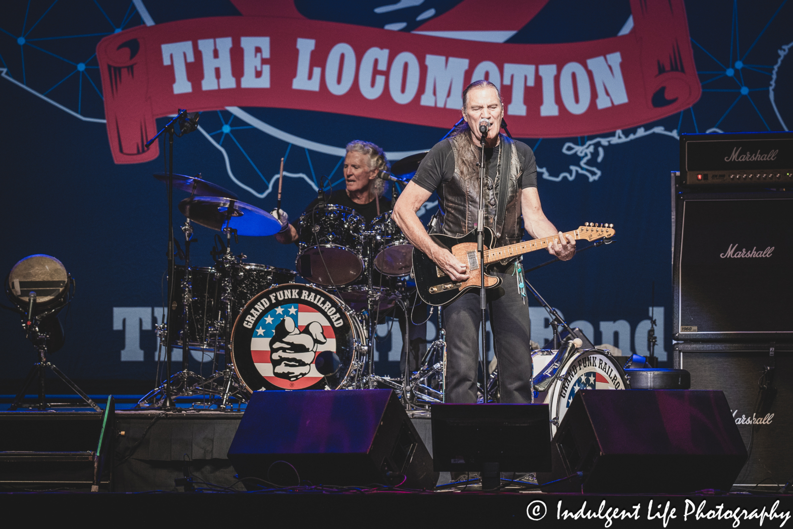 Grand Funk Railroad lead singer Max Carl performing "Second Chance" with drummer Don Brewer at Ameristar Casino in Kansas City, MO on June 21, 2024.