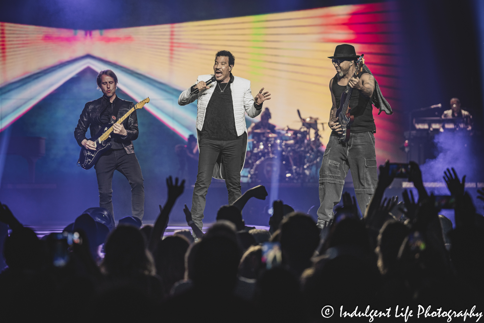 Lionel Richie singing "Running With the Night" with his bandmates at T-Mobile Center in downtown Kansas City, MO on June 6, 2024.